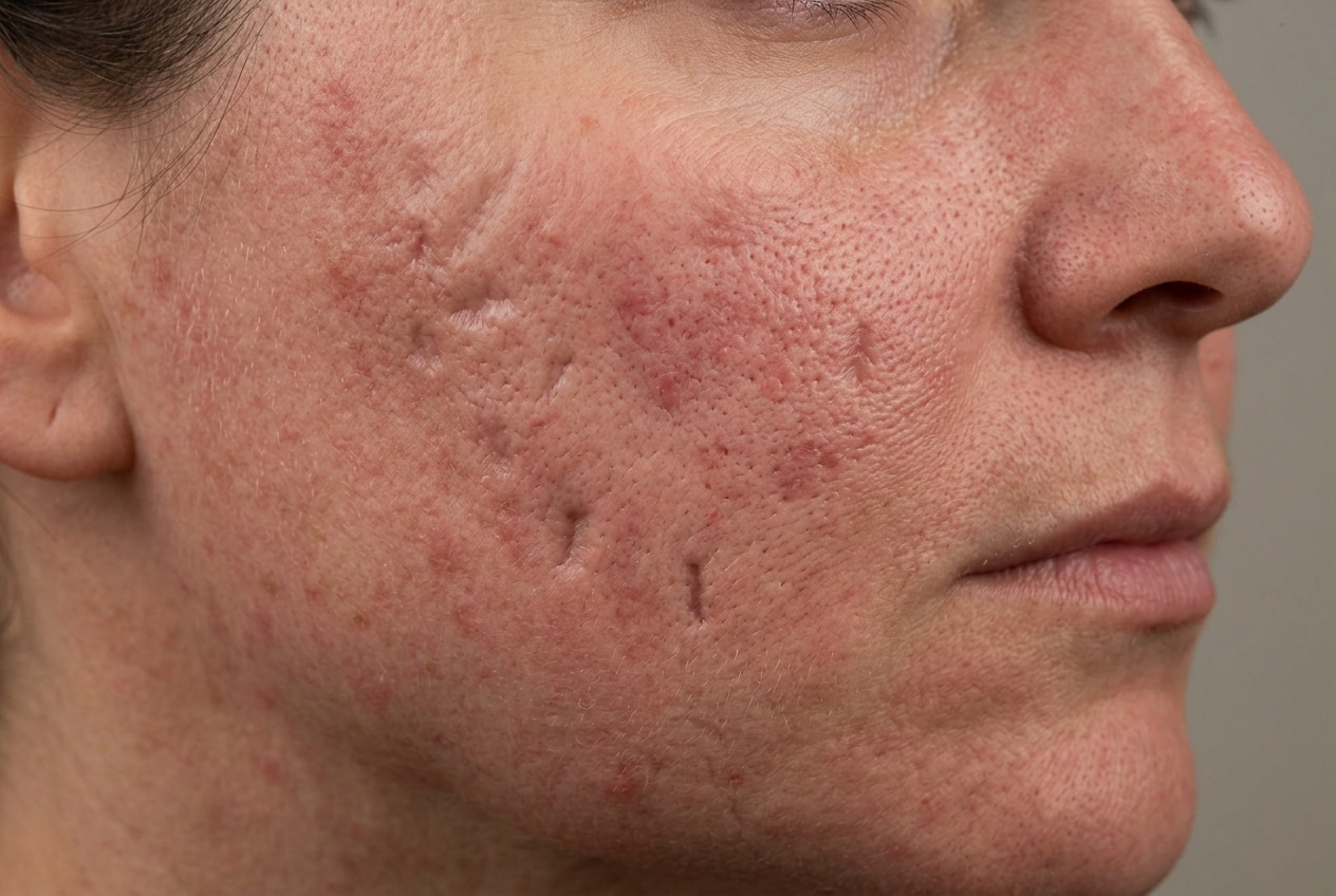 Illustrative image of skin before Morpheus8 Fractional Radiofrequency & Microneedling